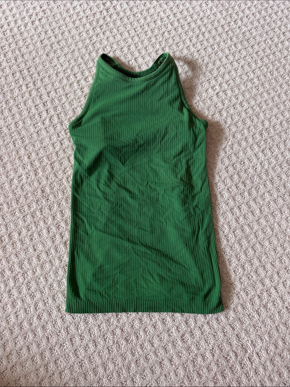 Ribbed Green High Neck Tank Top